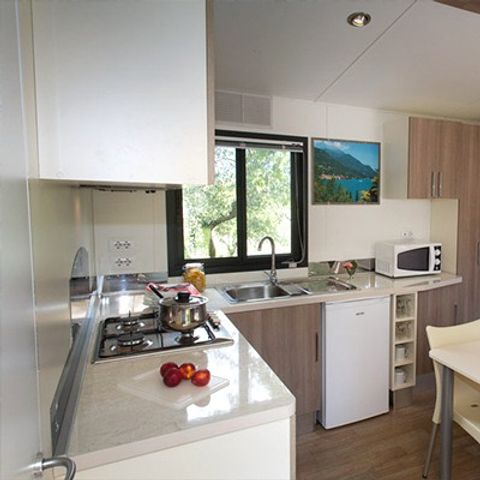 Mobilheim 6 Personen - Comfort XL | 2 Zi. | 4/6 Pers. | Erhöhte Terrasse | Klim.