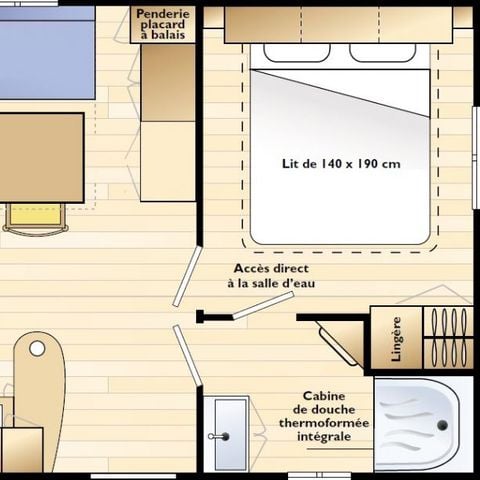 Stacaravan 4 personen - KLASSIEK OVERDEKT TERRAS 27M² Zon/Zon