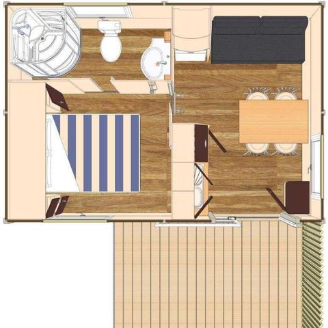 Chalet 2 personen - Chalet Confort Duo Tonga (geen Babybedje beschikbaar)