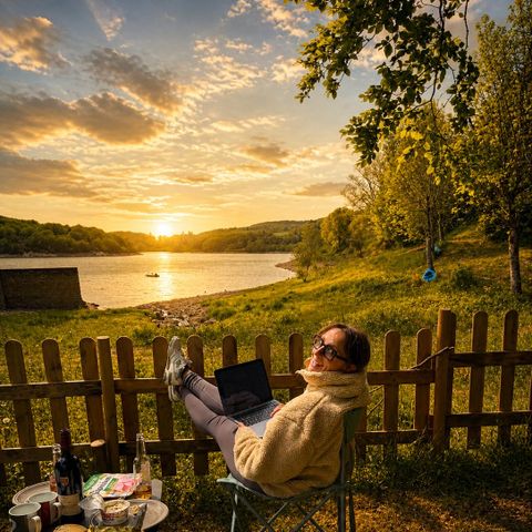 Pitch - Package for 2 people including electricity – Lake view (max. 6 people with extra beds)