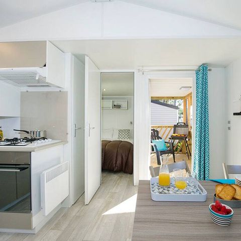 Mobilheim 4 Personen - Comfort | 2 Zi. | 4 Pers. | Einfache Terrasse | Klima | TV