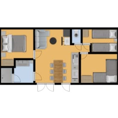 Stacaravan 6 personen - Roc Nantais