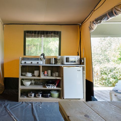 Tente en toile et en bois 6 personnes - Tente glamping Larzac