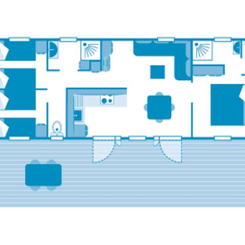 Mobile home 6 persons - Cottage Naiade 6p 3ch 2Sdb Premium