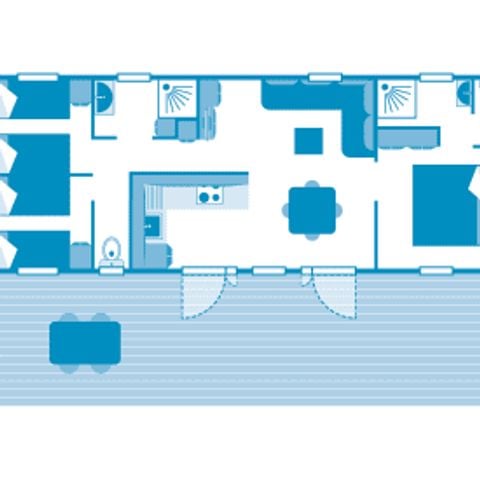 Mobilhome 6 personnes - Cottage Naiade 6p 3ch 2Sdb Premium