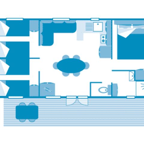 Stacaravan 7 personen - Huisje Glénan 6/7p 3ch ***