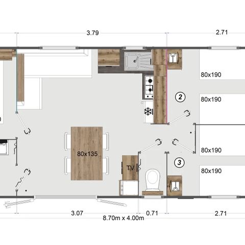 BUNGALOW 6 personnes - Mobil-home 3ch 32M²