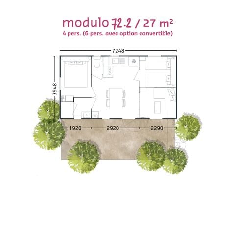 MOBILHOME 5 personnes - Mobil-home Dune Mercredi/Mercredi 4/5 pers