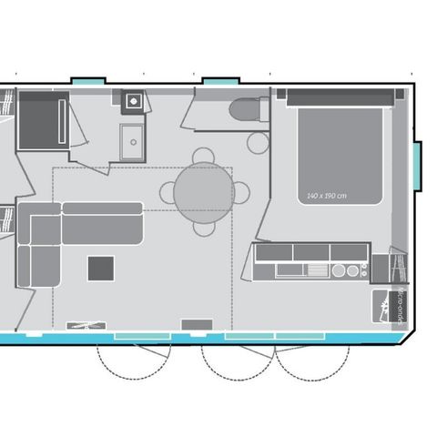 STACARAVAN 6 personen - Premium 6 personen 3 slaapkamers 34m².