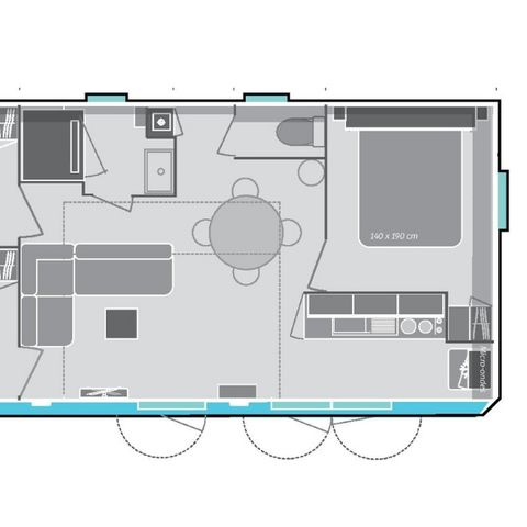 Mobilheim 6 personen - Premium - 3 Zimmer - 34m²