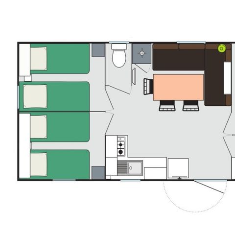 MOBILHOME 6 personas - Mobil-home Ocio 6 personas 3dormitorios 28m² (2 dormitorios)