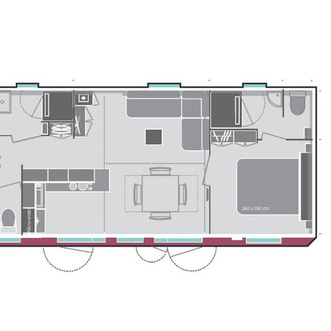 Mobilheim 8 personen - Premium - 3 Schlafzimmer - 2 Badezimmer - 38m²
