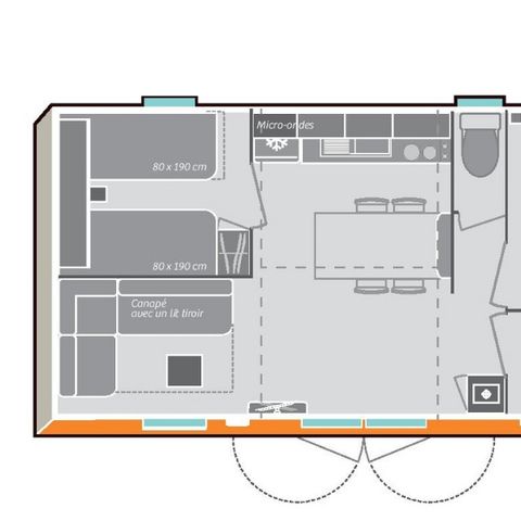 MOBILHOME 6 personnes - Mobil-home Premium 6 personnes 2 chambres 28m²