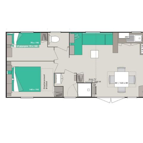 Mobilheim 8 personen - Premium - 4 Zimmer - 38m²