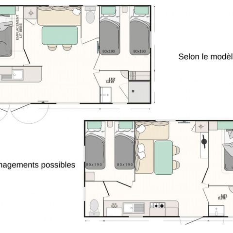 Stacaravan 7 personen - Stacaravan Evasion+ 7 personen 2 kamers 28m² - stacaravan
