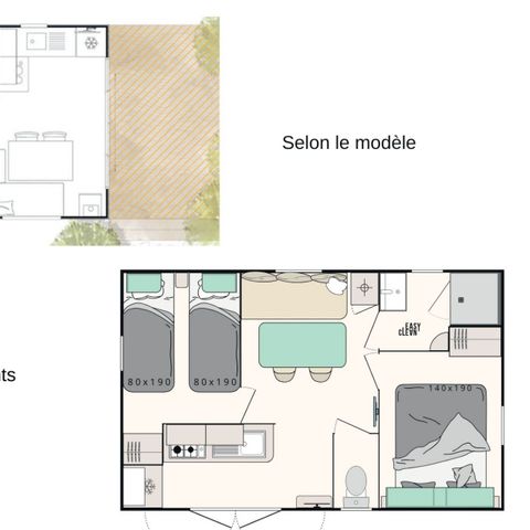 MOBILHOME 4 personas - Casa móvil Cocoon 23m² para 4 personas y 2 dormitorios - casa móvil