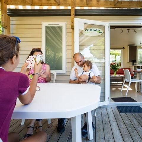 Stacaravan 6 personen - Stacaravan Forêt 34.5m² (3 kamers) (ouder dan 10 jaar) + Terras + TV 4/6 pers