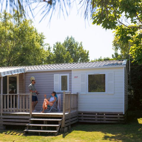 Stacaravan 8 personen - Stacaravan Sable 40m² (4 kamers) + TV + Overdekt terras (+ 8 jaar) 8 pers