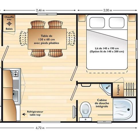 BUNGALOW 5 personnes - AZUR - 2 chambres avec TV