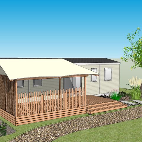 Stacaravan 8 personen - Stacaravan Sable plus 40m² (4 kamers, 2 badkamers) 8 pers