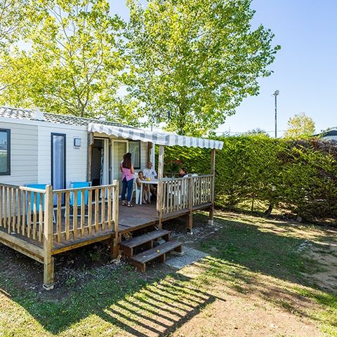 Stacaravan 6 personen - Grand Large 34.5m² (3 kamers M) (jonger dan 8 jaar) + TV + Terras