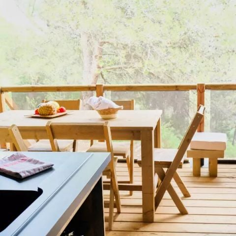 TENDA IN TELA E LEGNO 5 persone - Tente Lodge Premium 3 Camere 5 persone Aria condizionata