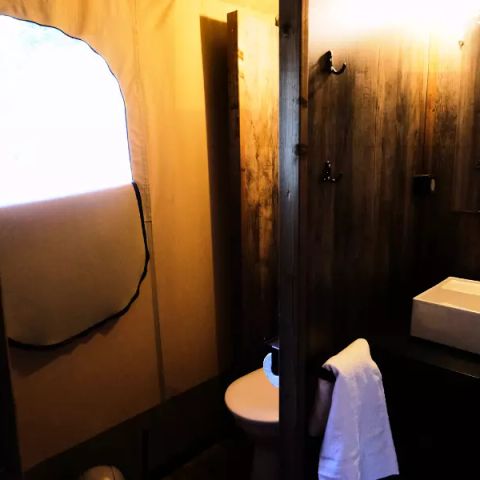 TENDA IN TELA E LEGNO 5 persone - Tente Lodge Premium 3 Camere 5 persone Aria condizionata