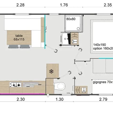 Stacaravan 4 personen - Crocus + TV