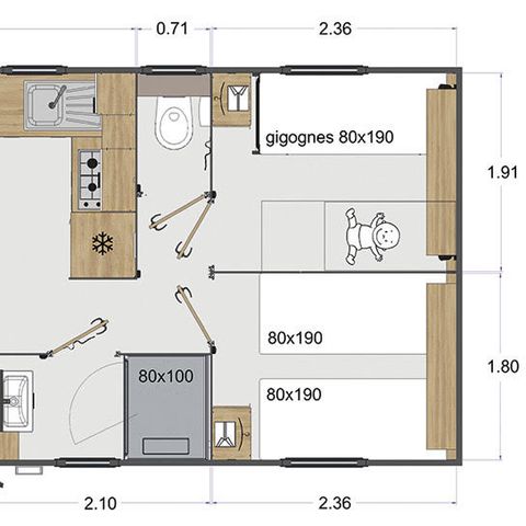 Mobile home 6 persons - SAINT-ESTEPHE 3CH 2SDB