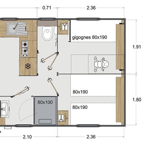 MOBILHOME 6 personas - SAINT-ESTEPHE 3CH 2SDB