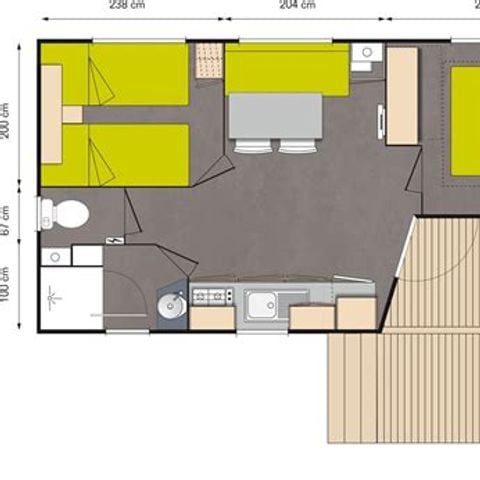 Casa mobile 4 persone - "Bamboo" 2 camere da letto