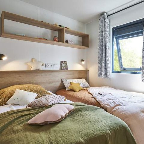 MOBILHOME 6 personnes - Premium 37m² 3 chambres + Terrasse + TV + LV + BBQ + 2SDB + Quartier Piéton