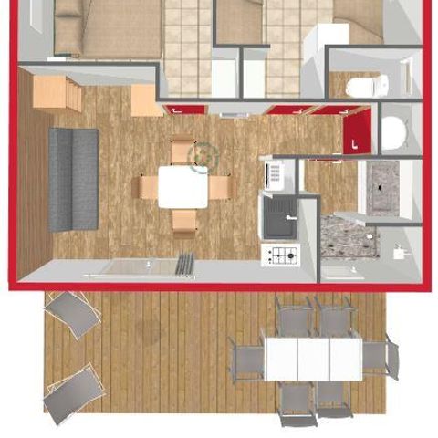 Chalet 4 Personen - Chalet Marina N°10 Confort 30m² - 2 Zimmer + überdachte Terrasse 15m².