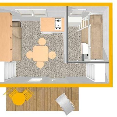 Chalet 2 personen - GELBE KABANON ohne Sanitäranlagen