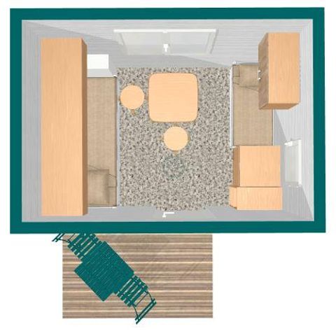 Chalet 1 persoon - STANDAARD CABANON BLAUW zonder sanitair