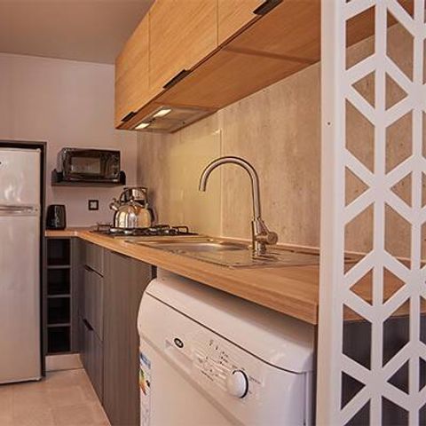 Mobilheim 6 Personen - Exclusive Premium | 3 Zi. | 6 Pers. | Erhöhte Terrasse | Jacuzzi