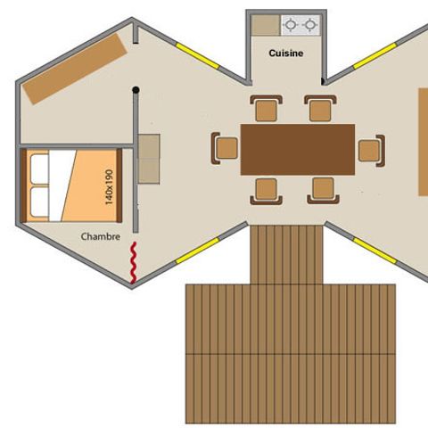 Unique 6 personnes - 3 chambres sans sanitaires