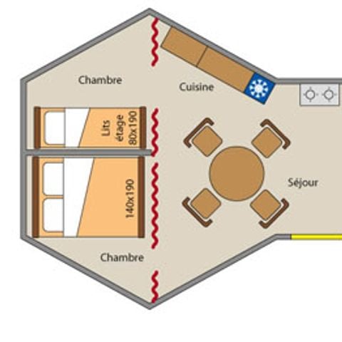 Unique 4 personnes - 2 chambres sans sanitaires