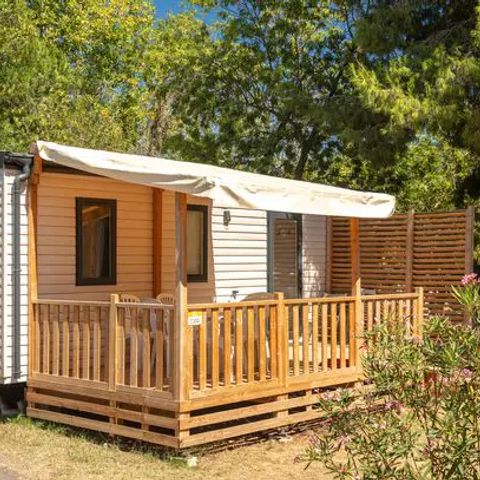Mobilheim 6 personen - Comfort | 3 Schlafz. | 6 Pers. | Erhöhte Terrasse | Klimaanlage