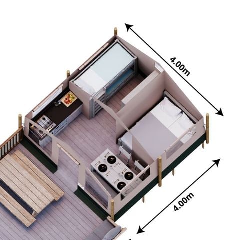 TENTE TOILE ET BOIS 4 personnes - Safari Salguer