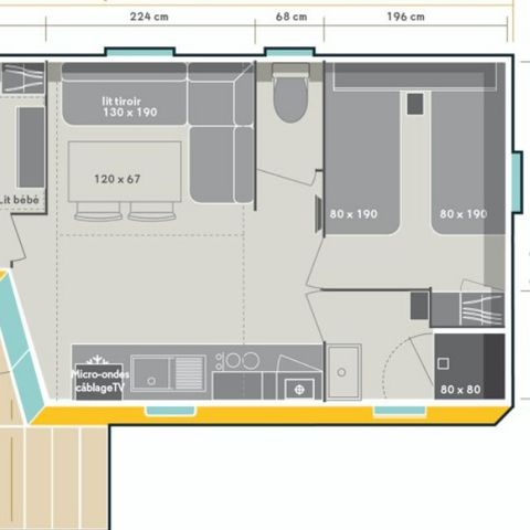 Mobilheim 4 Personen - 2 Zimmer 4/6 Personen klimatisiert