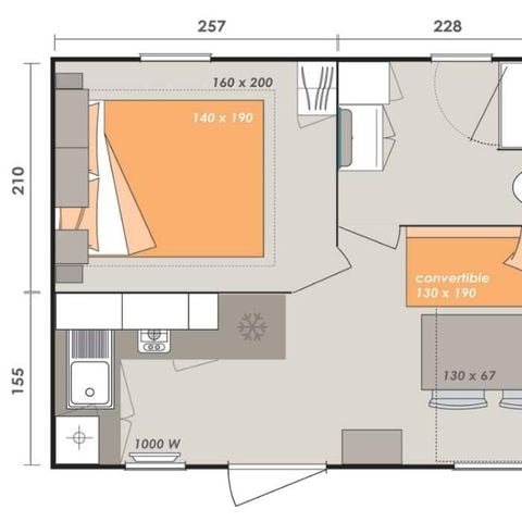 Stacaravan 4 personen - 1 kamer voor 2/4 personen met airconditioning