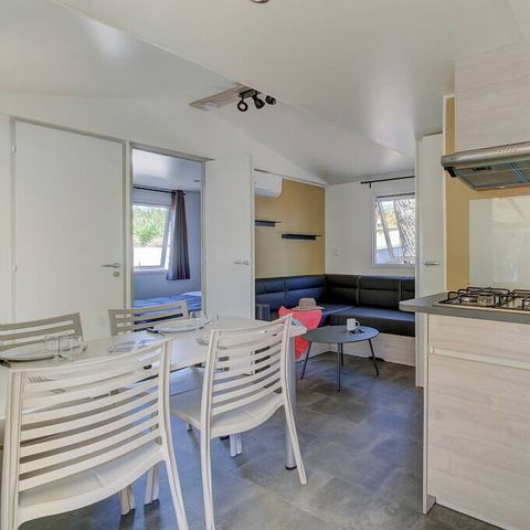 BUNGALOW 6 personas - Mobil-home | Premium | 3 Dormitorios | 6 Pers. | Terraza elevada | Aire acondicionado.