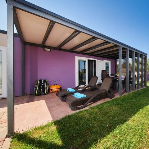 MOBILHOME 4 personas - Confort | 2 Dormitorios | 4 Pers | Terraza elevada | 2 baños | Aire acondicionado | TV