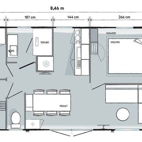 BUNGALOW 2 personas - 3 habitaciones - Max. 2 pax