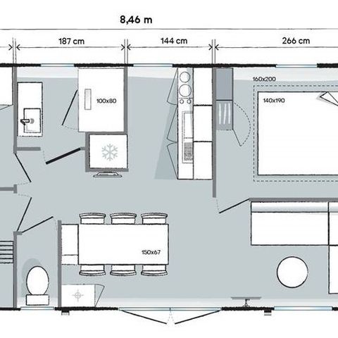 Bungalow 2 Personen - 3 Schlafzimmer