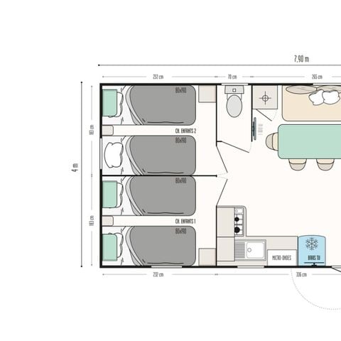 Stacaravan 6 personen - Stacaravan | Premium | 3 slaapkamers | 6 pers. | Terras Lounge | Air-con.