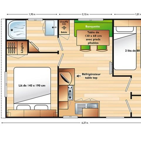 BUNGALOW 4 personnes - C- Mobil-home Adriatique - 2 chambres