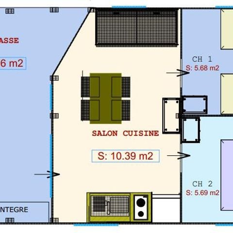 SafariZelt 4 Personen - Freeflower Standard 28m² (2 Schlafzimmer) + überdachte Terrasse 8m²- ohne Sanitäranlagen und ohne Bad | 4 Personen