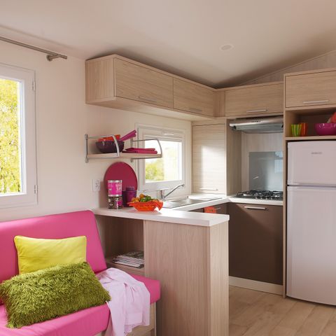 Mobile home 6 persons - Confort 32m² (3 bedrooms) + semi-covered terrace 10m² + TV | 6 people